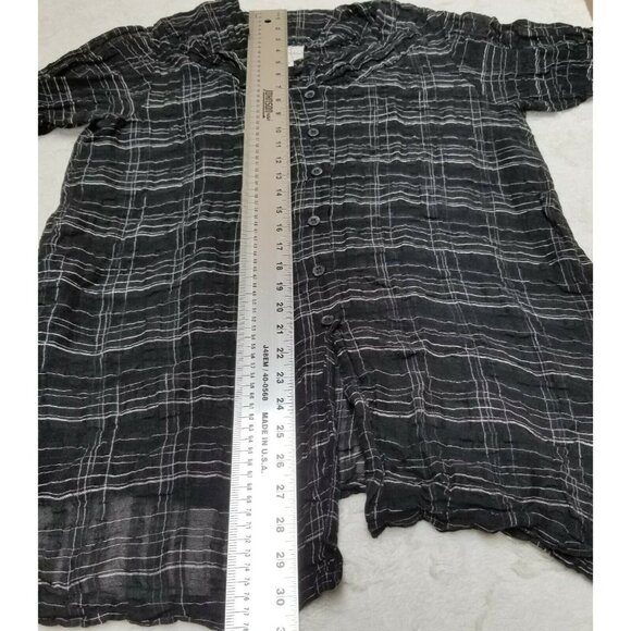 Spirit House Women's Small Plaid Black Art To Wear Shirt Top Blouse Linen Cotton - Picture 6 of 9